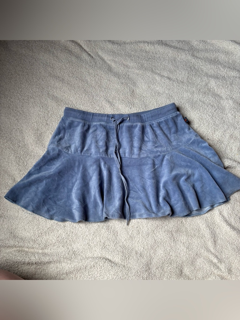 VINTAGE BIG FLIRT Y2K VELOUR DRAWSTRING MINI SKIRT